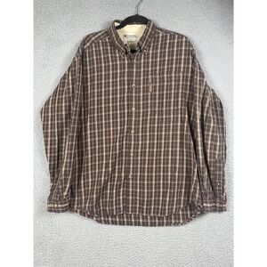 Columbia Men's Brown Plaid Button Up Long Sleeve Shirt Size L